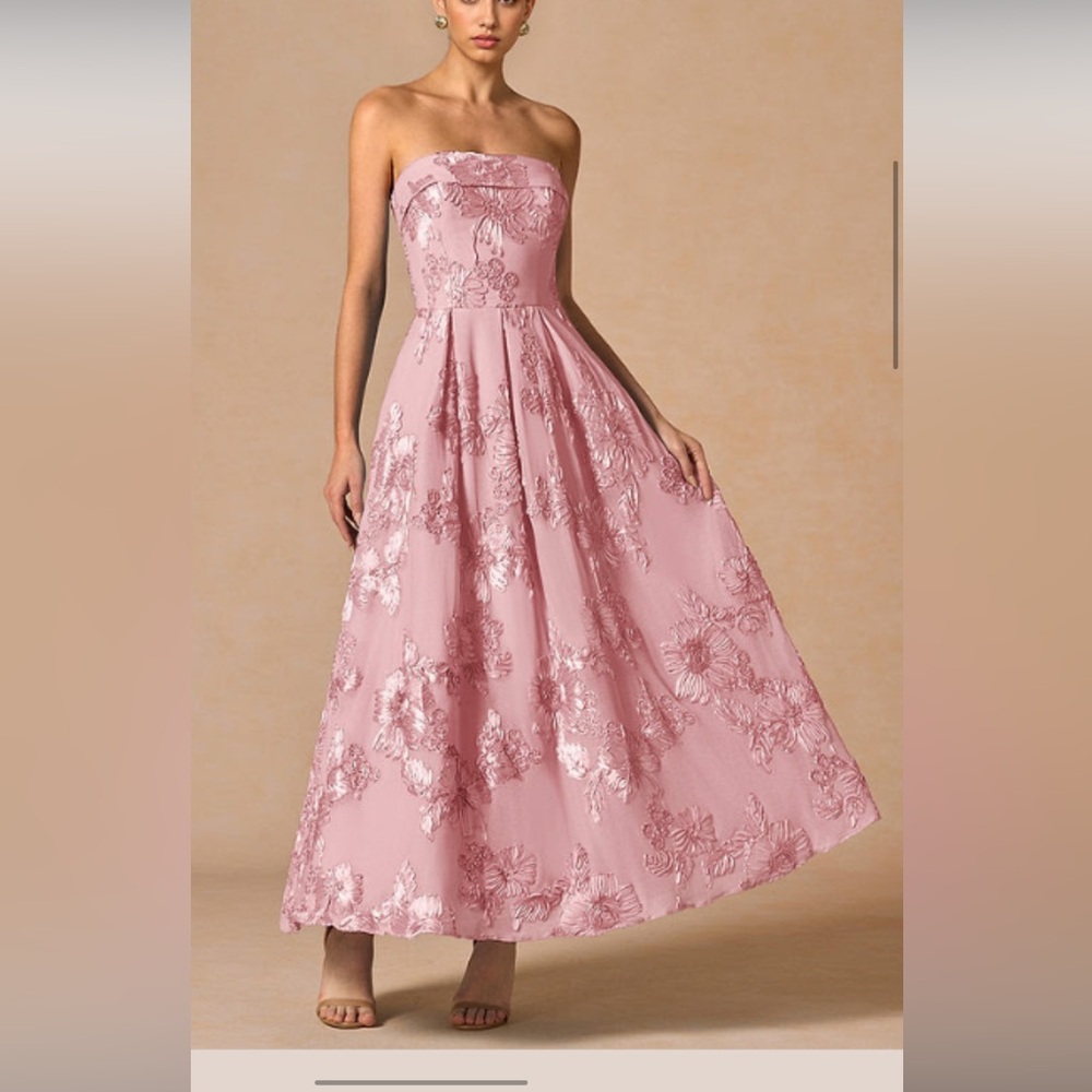Azazie Pink Strapless Evangeline Pink Maxi Dress